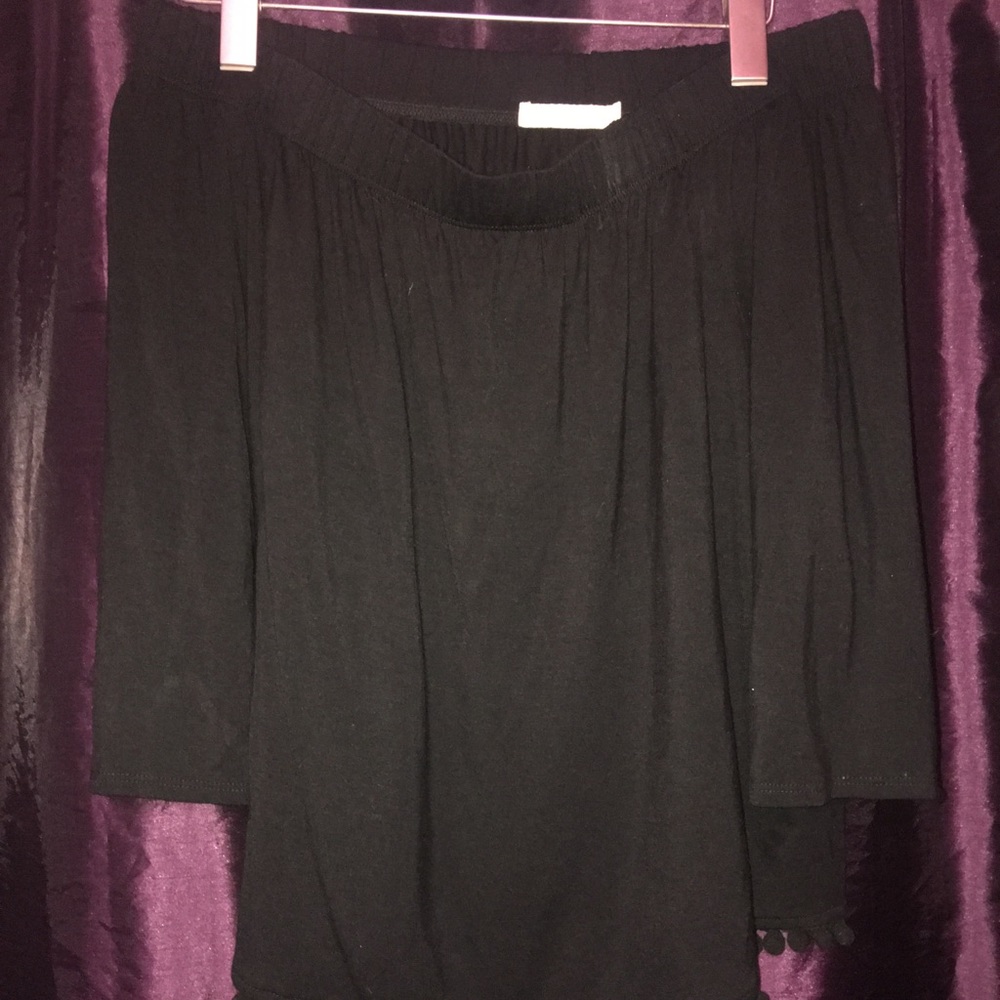Black off the shoulder jersey knit top